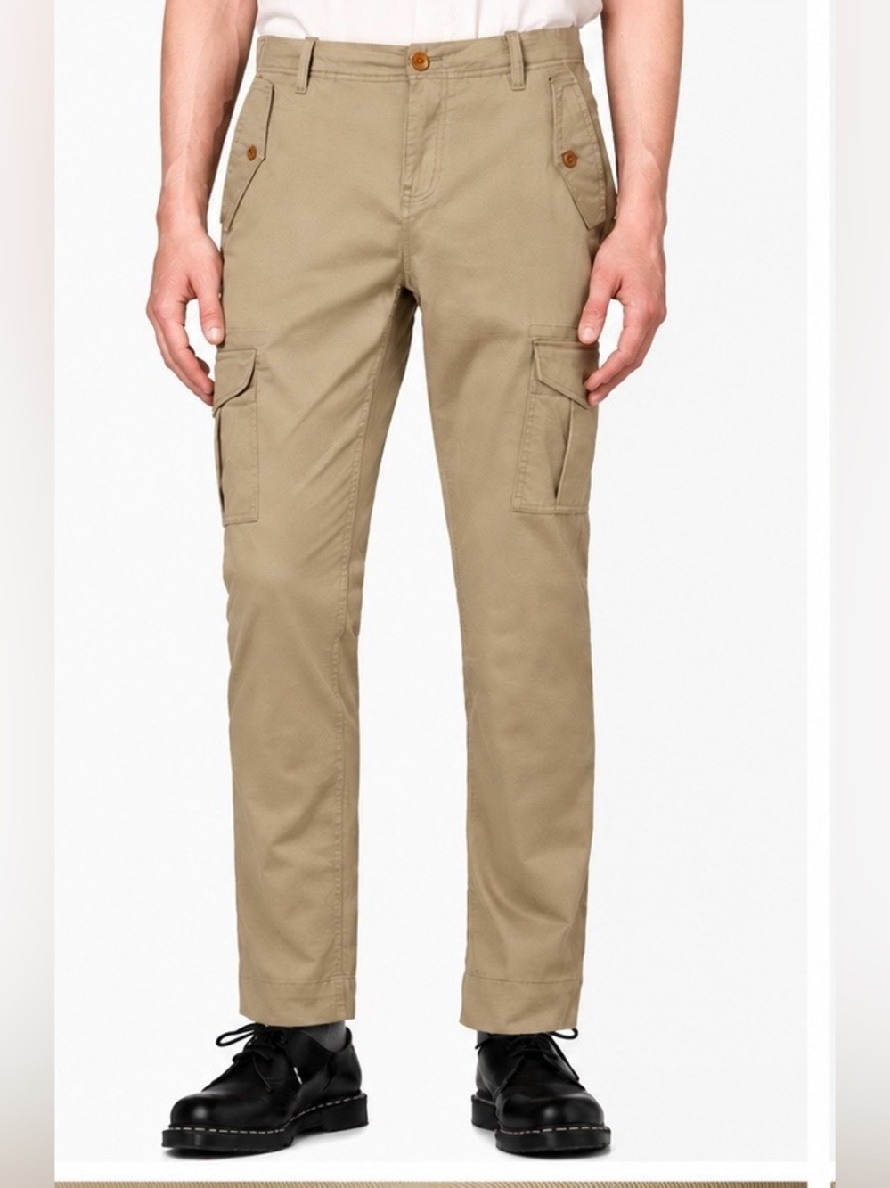 Brooks Brothers Washed Cotton Stretch Cargo Pants Men’s W38 L30 Khaki Utility